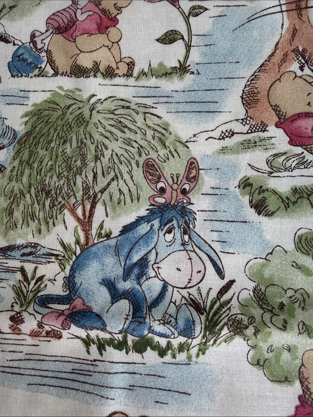 Vintage Disney Winnie the Pooh Day in the Park Fabric Springs 2/3 Yard